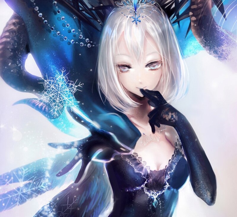 Silver-haired Female Character — Blue