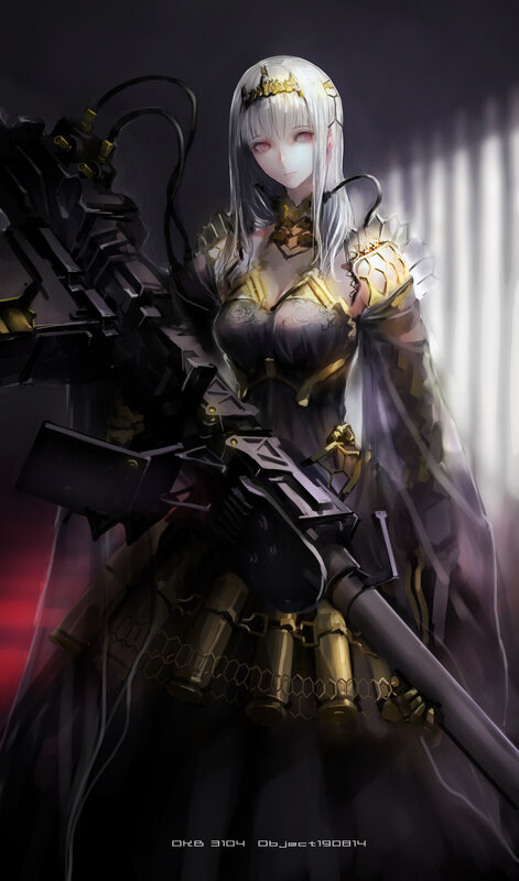Silver-haired Female Warrior — Black, Dramatic
