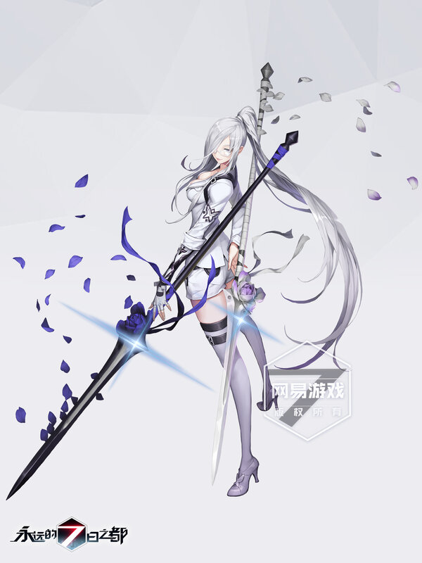 Silver-haired Female Warrior — White, Dramatic, Anime