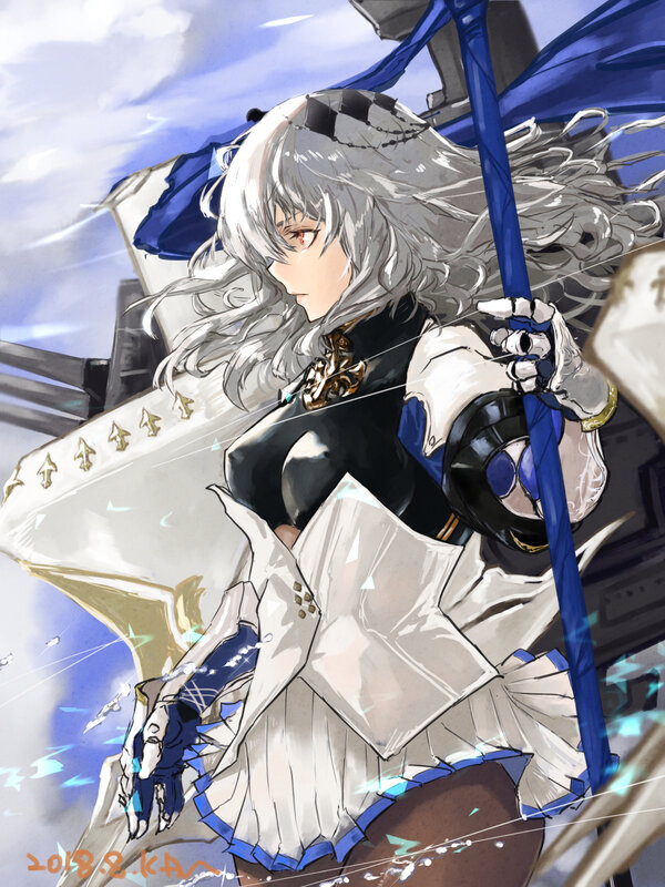 Silver-haired Female Warrior — White, Dramatic, Digital Art, Sword