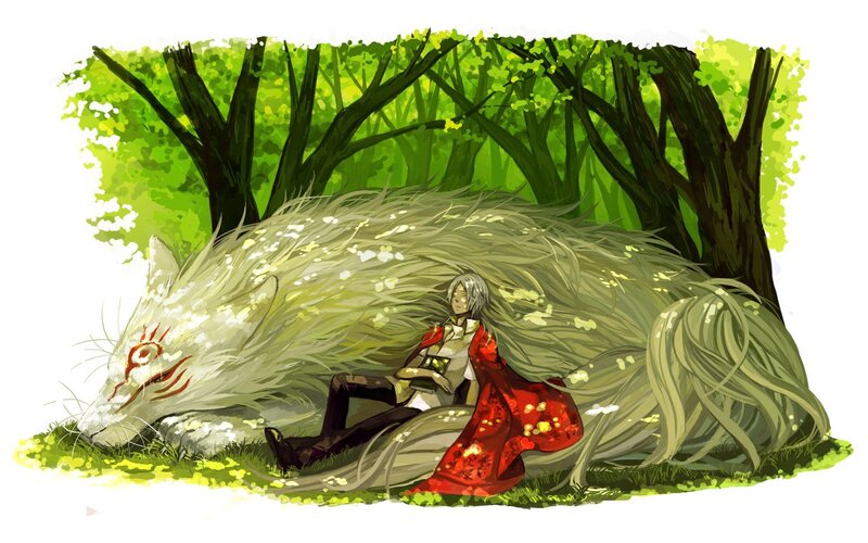 silver-haired figure with fox spirit