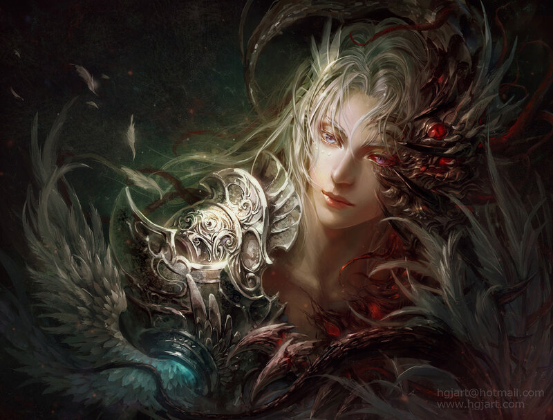 Silver-haired Figure with Wings — Black