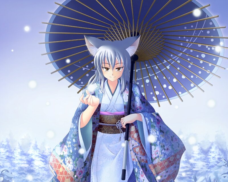 Silver-haired Fox Girl — Blue
