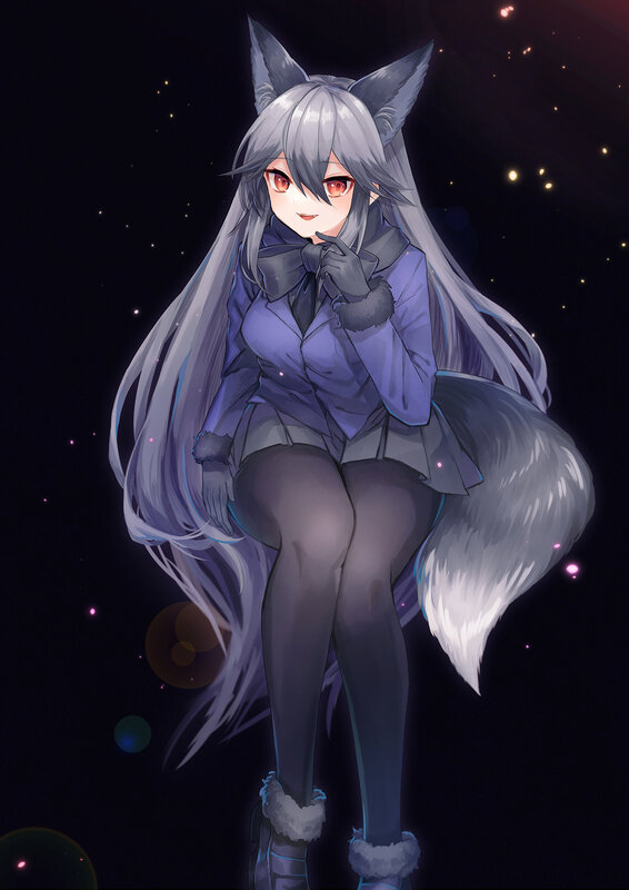 Silver-haired Fox Girl — Purple, Calm
