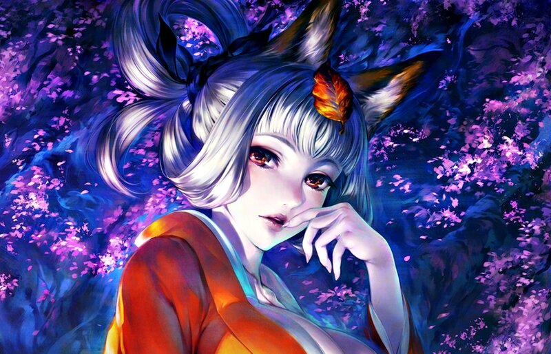 Silver-haired Fox Girl — Purple