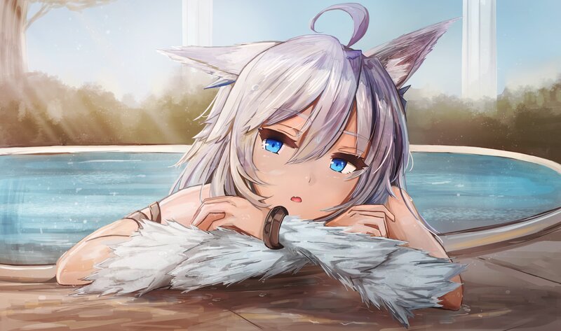 Silver-haired Fox Girl — White, Calm, Morning