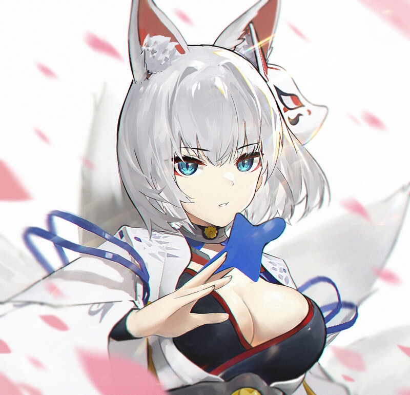 Silver-haired Fox Girl — White, Calm, Spring