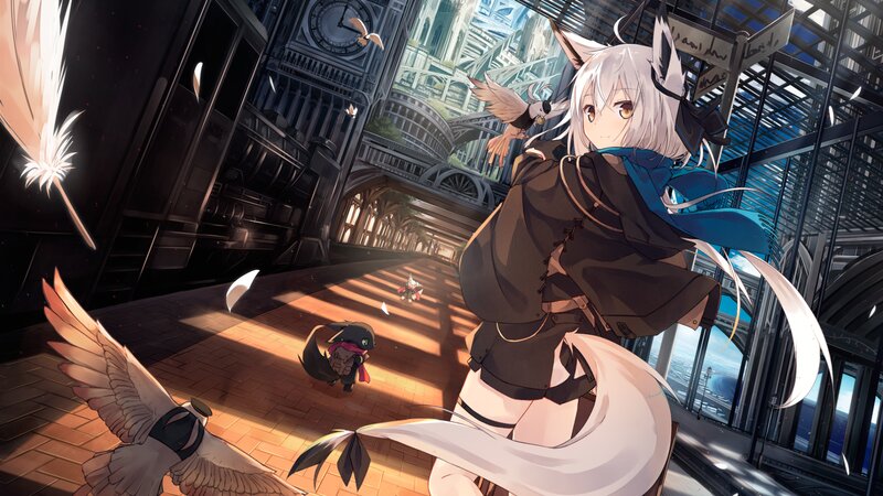 Silver-haired Fox Girl — White, Dramatic, Afternoon