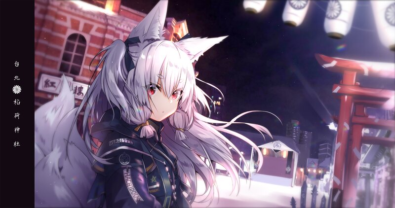Silver-haired Fox Girl — White, Serene, Night