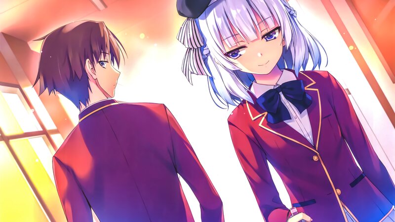 Silver-haired Girl and Boy — Purple