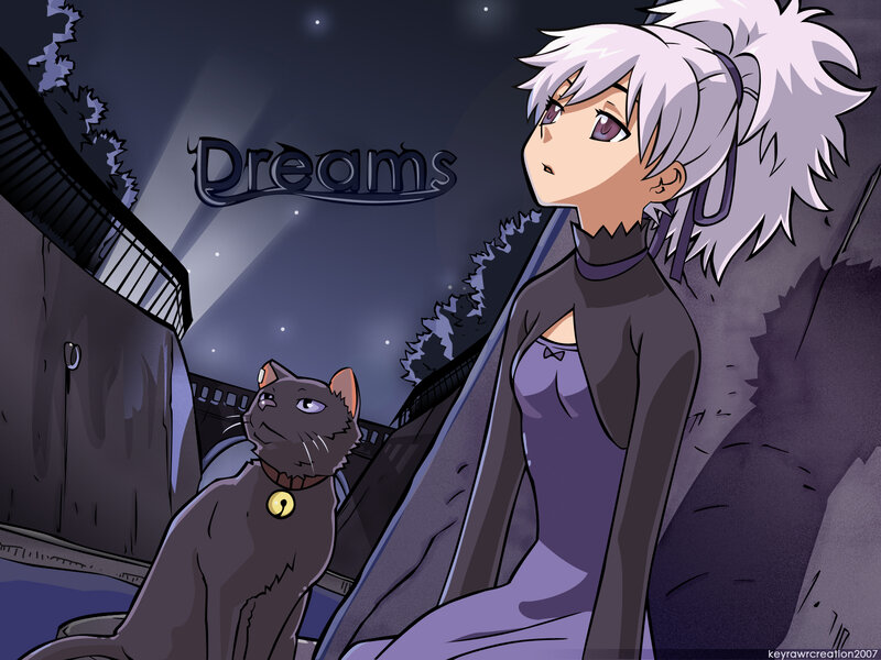 Silver-haired Girl and Cat
