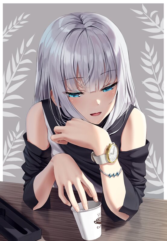 Silver-haired Girl at Table — Gray