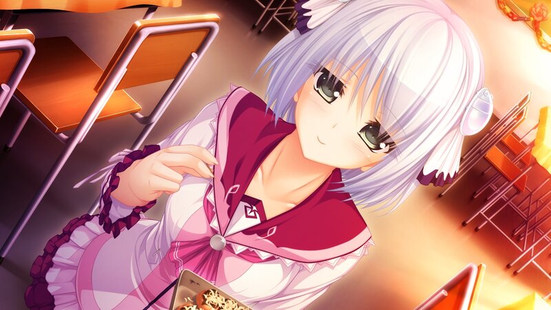 Silver-haired Girl Eating — Purple, Calm