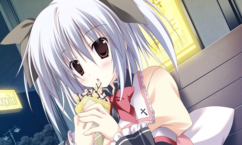 Silver-haired Girl Eating