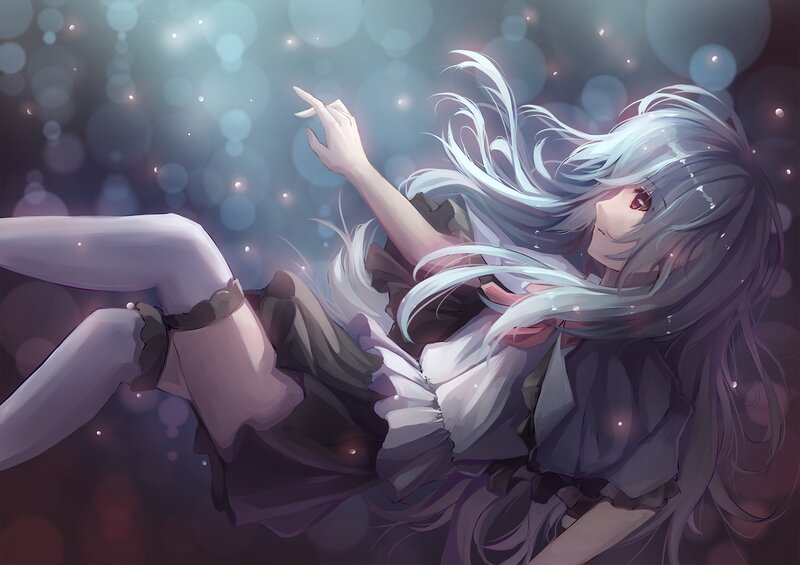 Silver-haired Girl Floating — White