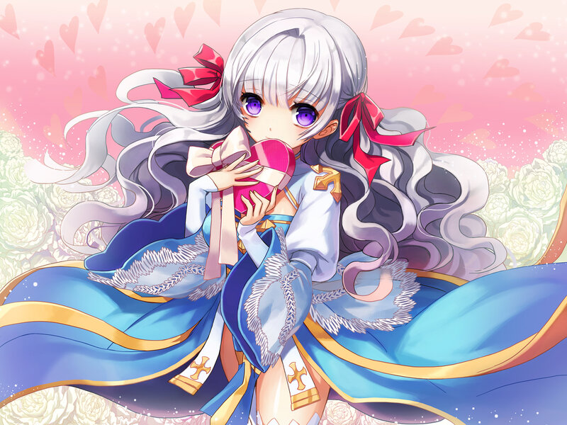 Silver-haired Girl Holding Box