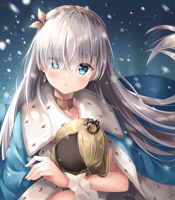 Silver-haired Girl Holding Doll