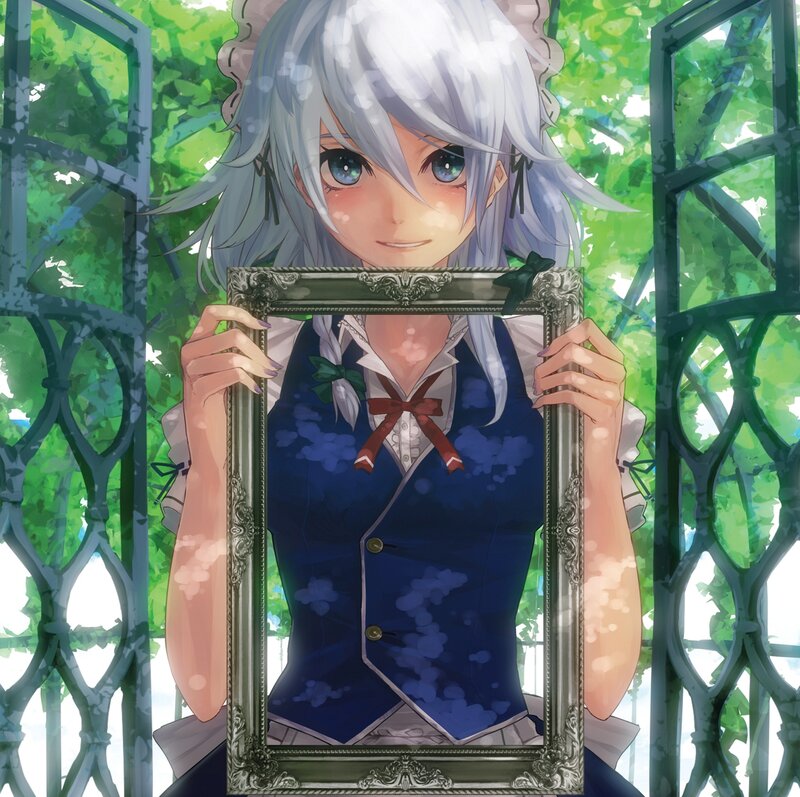 Silver-haired Girl Holding Frame