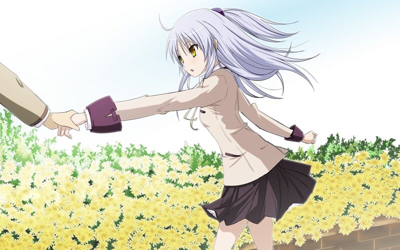 Silver-haired Girl Holding Hand — Yellow
