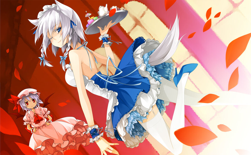 Silver-haired Girl Holding Tray