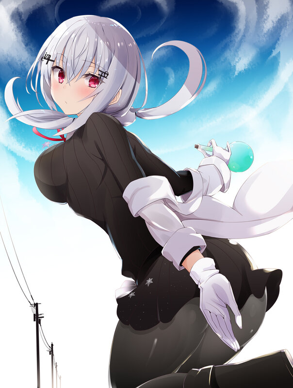 Silver-haired Girl Holding Vial
