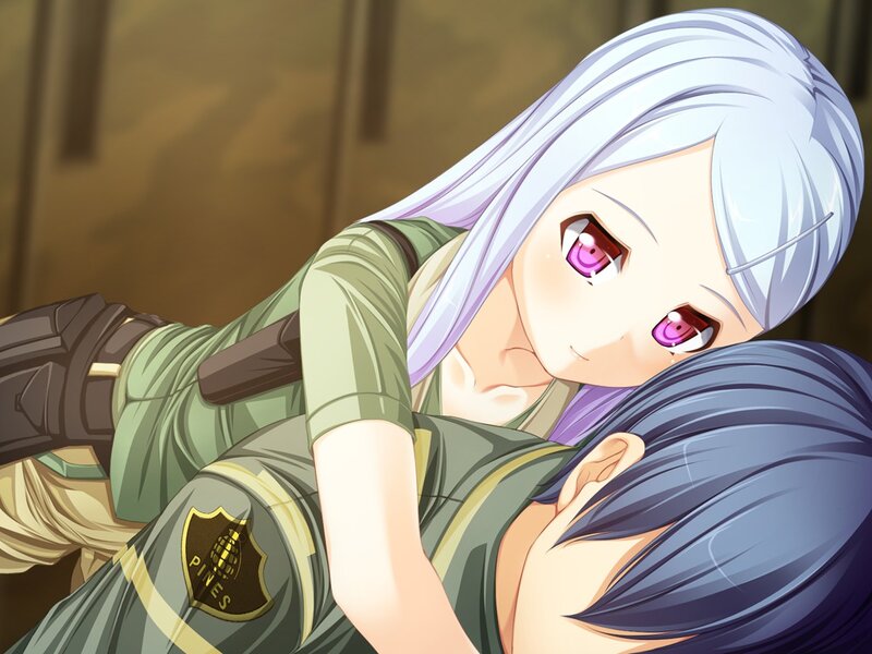 Silver-haired Girl Hugging — Green