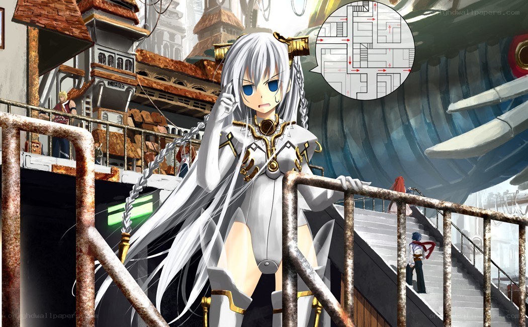 silver-haired girl in a city
