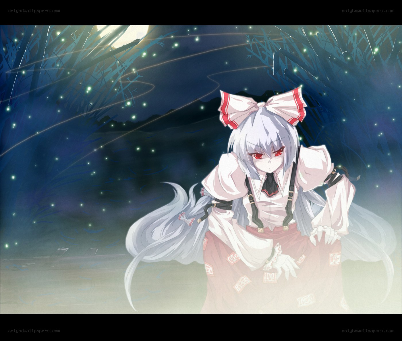 silver-haired girl in a forest