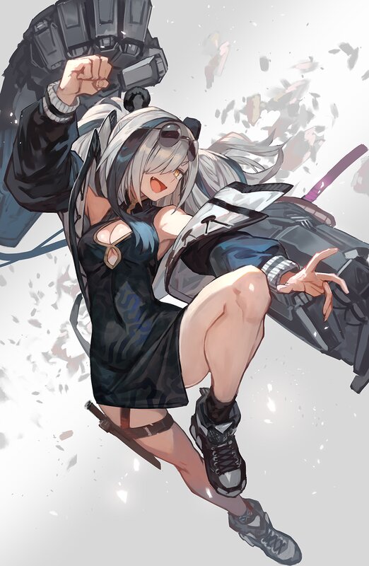 Silver-haired Girl in Action