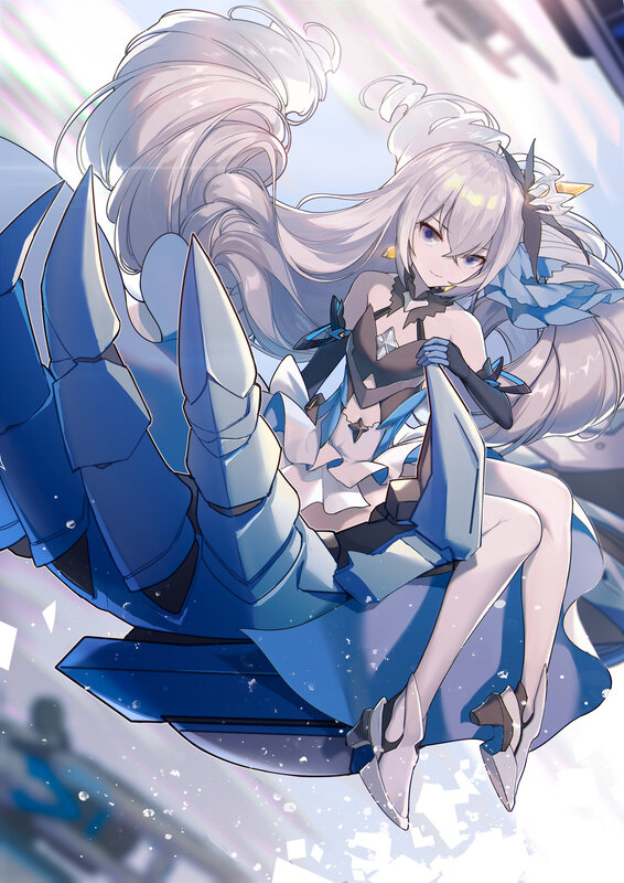 Silver-haired Girl in Armor — Blue