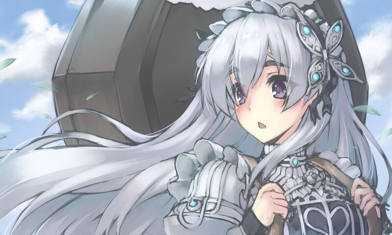 Silver-haired Girl in Armor — Gray