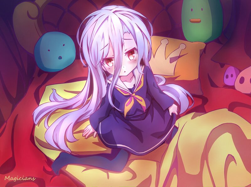 Silver-haired Girl in Bed — Purple