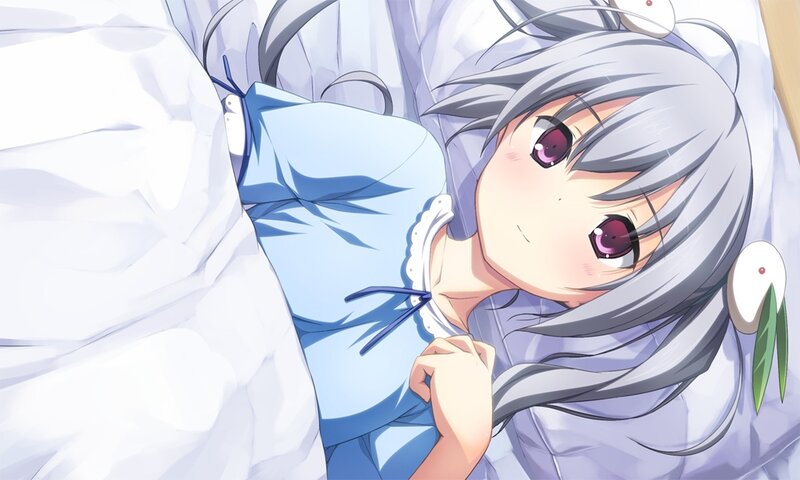 Silver-haired Girl in Bed — White, Calm, Morning