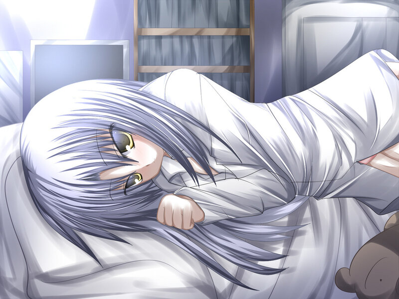 Silver-haired Girl in Bed — White