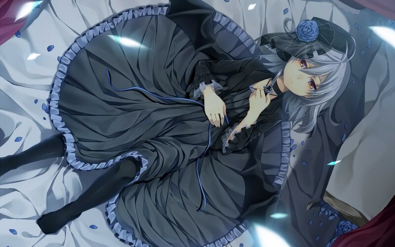Silver-haired Girl in Black Dress — Calm, Anime