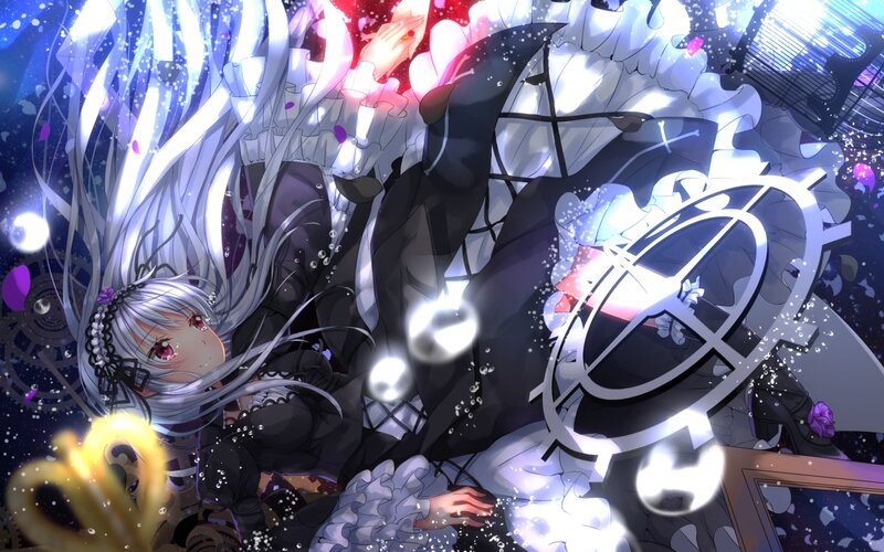 Silver-haired Girl in Black Dress — Dramatic