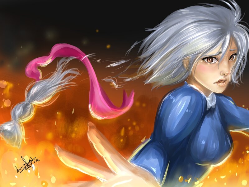 Silver-haired Girl in Blue — Dramatic