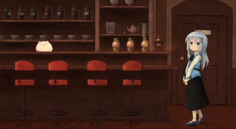 Silver-haired Girl in Cafe
