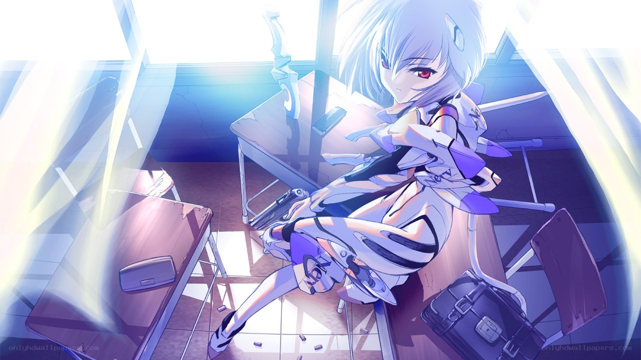 silver-haired girl in classroom