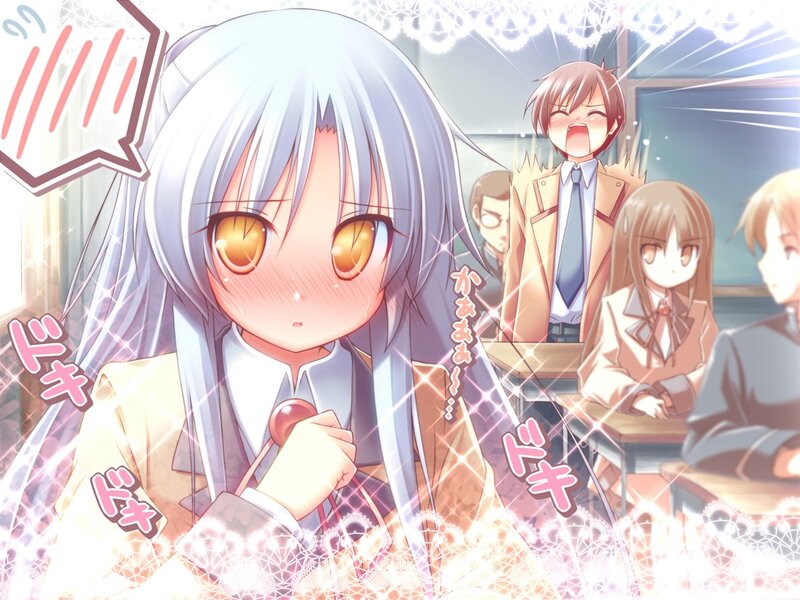 Silver-haired Girl in Classroom — White, Dramatic
