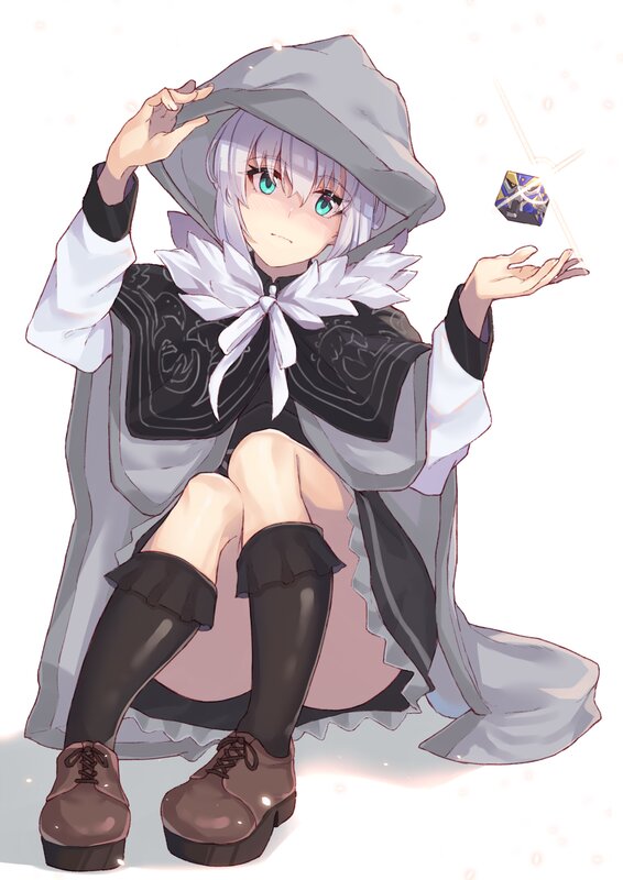 Silver-haired Girl in Cloak