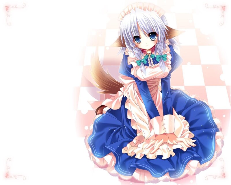 Silver-haired Girl in Dress — Blue, Calm, Anime, Fox Ears