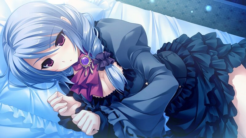 Silver-haired Girl in Dress — Blue, Calm, Night