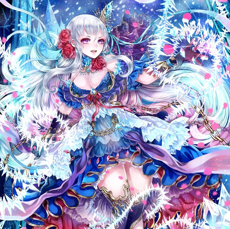 Silver-haired Girl in Dress — Blue, Dramatic, Night