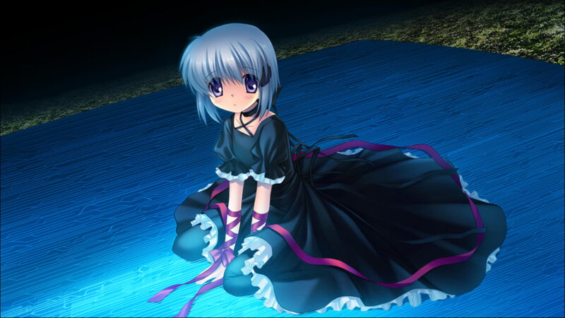 Silver-haired Girl in Dress — Blue, Dramatic
