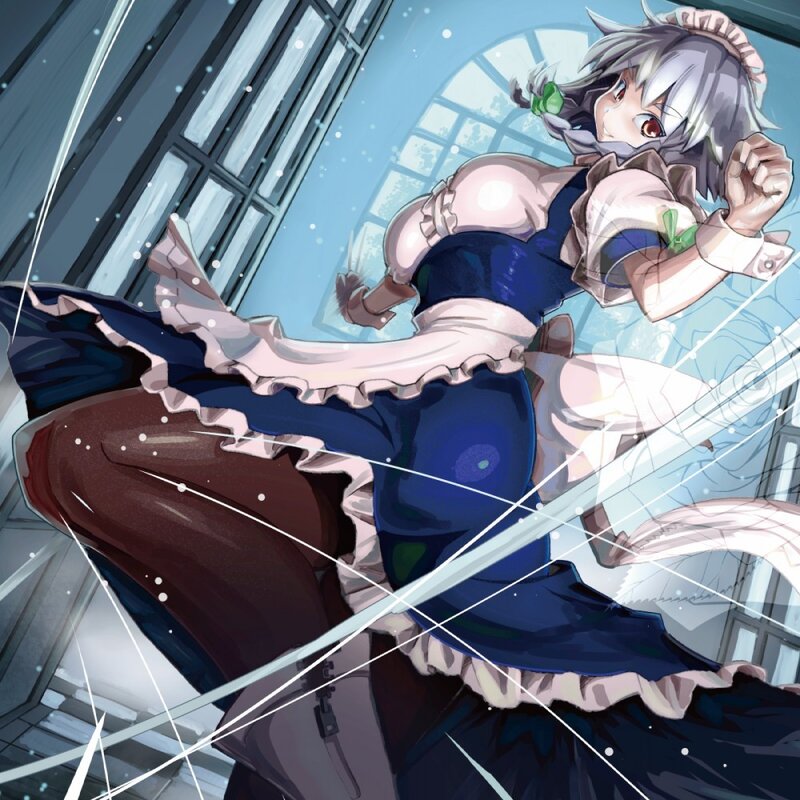 Silver-haired Girl in Dress — Blue, Dynamic