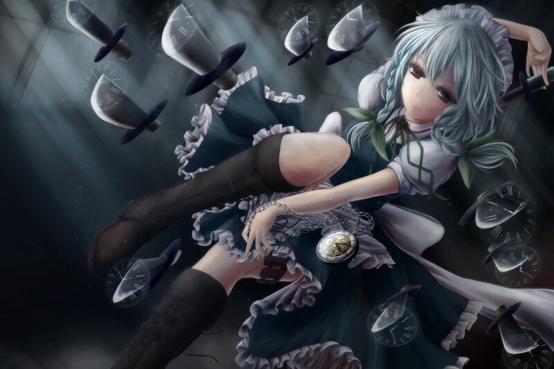 Silver-haired Girl in Dress — Gray, Dramatic