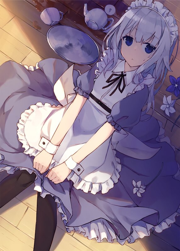 Silver-haired Girl in Dress — Purple, Calm, Afternoon