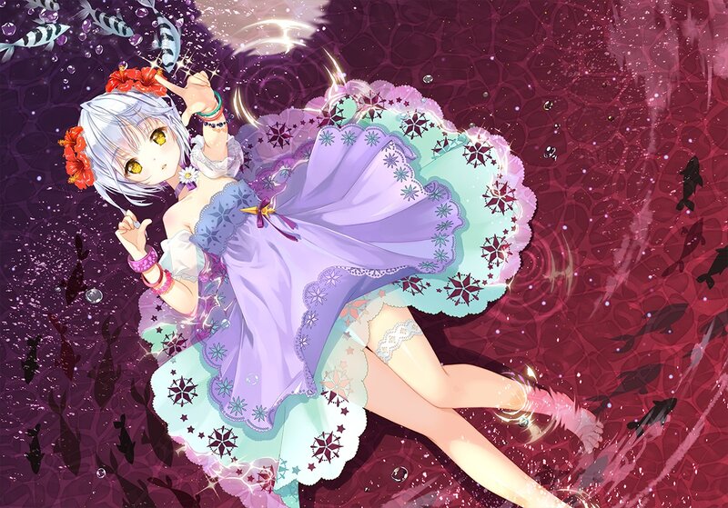 Silver-haired Girl in Dress — Purple, Dreamy