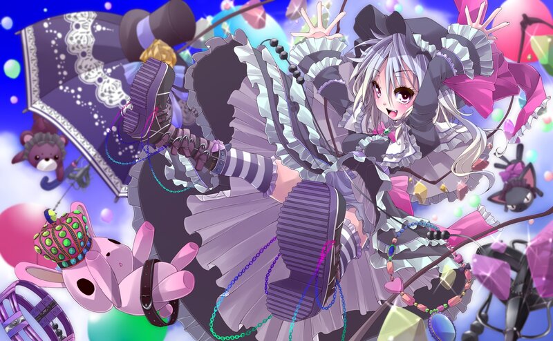 Silver-haired Girl in Dress — Purple, Playful